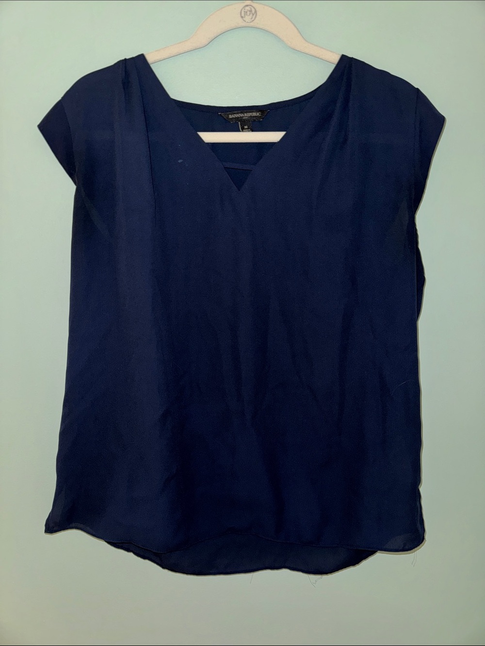 Banana Republic Factory Navy V-Neck Cap Sleeve Blouse